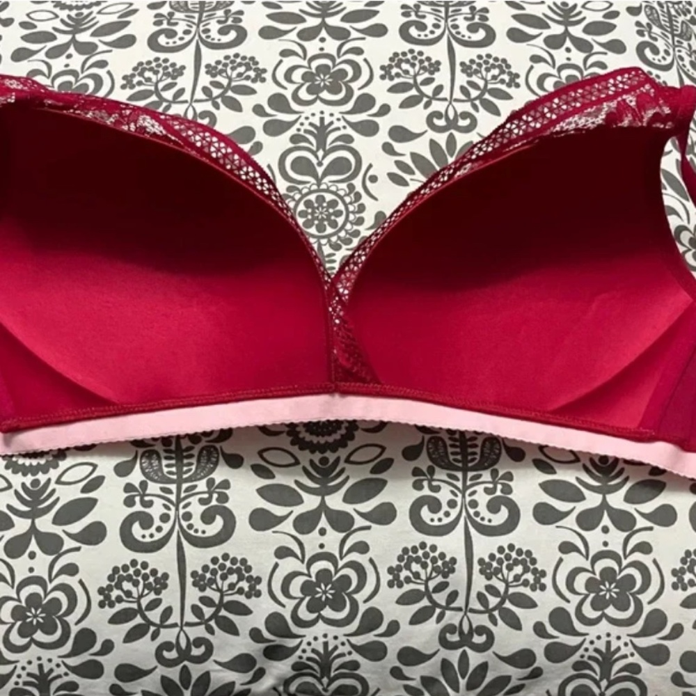 Knix Lace Deep-V Bralette Sz M in Pomegranate - Picture 4 of 5